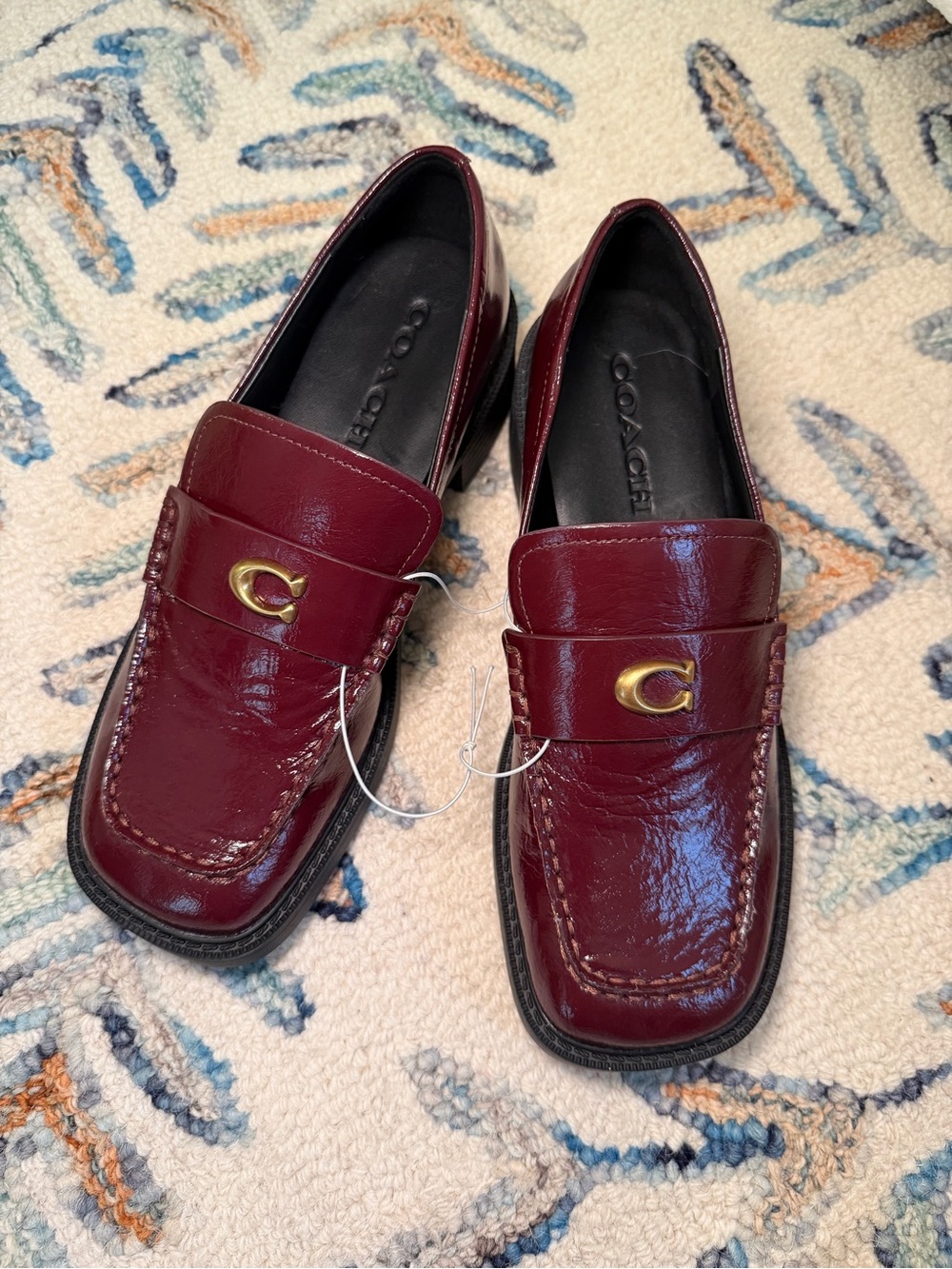 Coach Burgundy Patent Leather Women's Loafers NEW